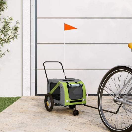 Rimorchio da Bici per Animali Verde e Nero Oxford e Ferro - homemem39