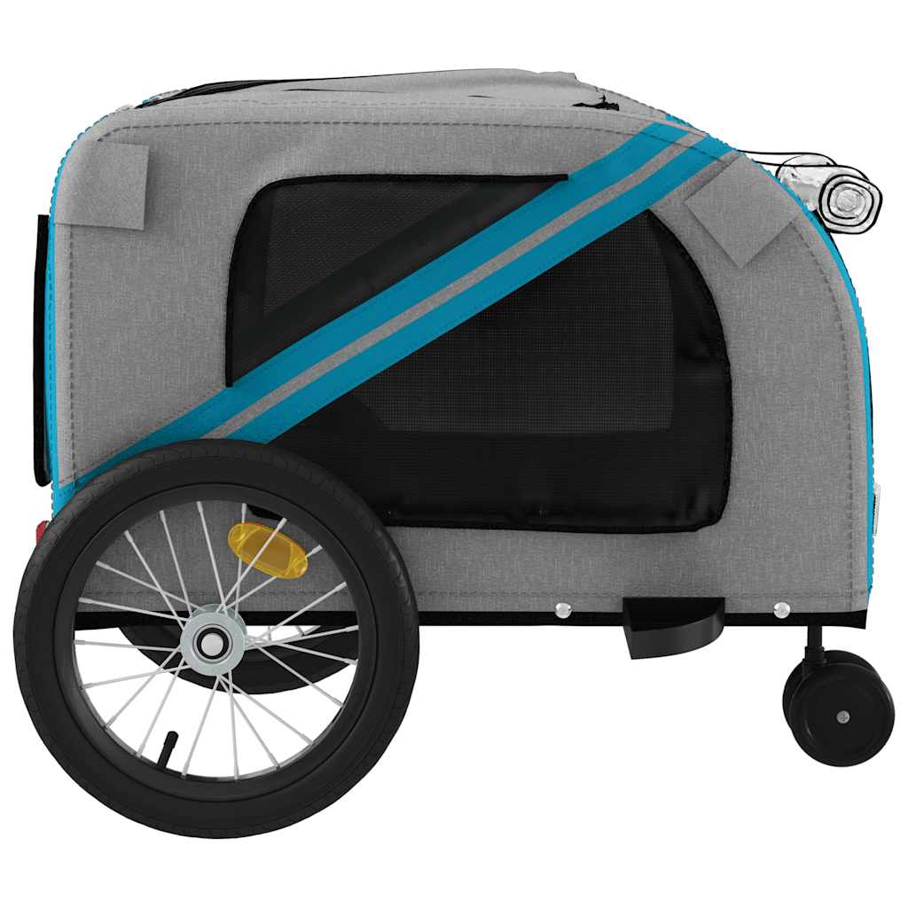 Rimorchio da Bici per Animali Blu e Grigio Oxford e Ferro | homemem39