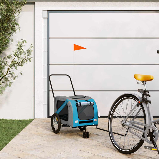 Rimorchio da Bici per Animali Blu e Grigio Oxford e Ferro - homemem39