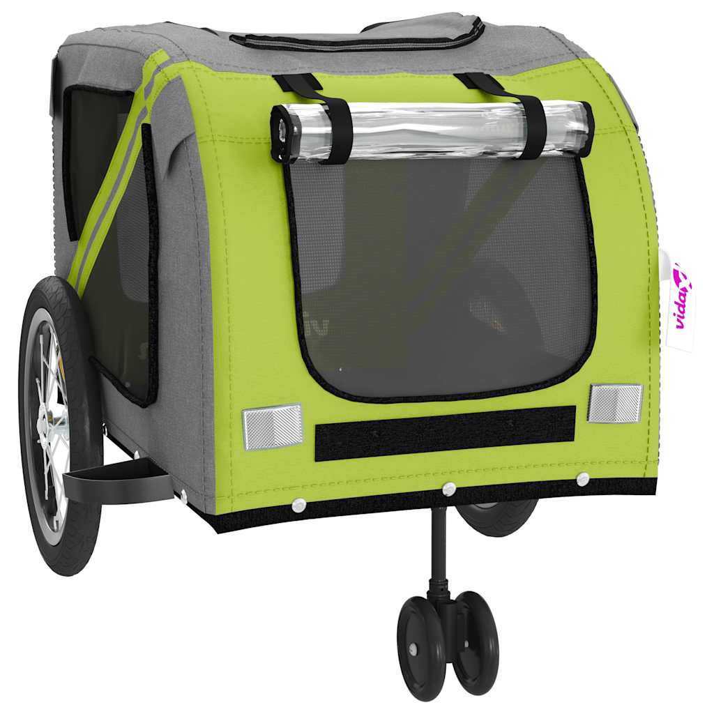 Rimorchio da Bici per Animali Verde e Grigio Oxford e Ferro - homemem39