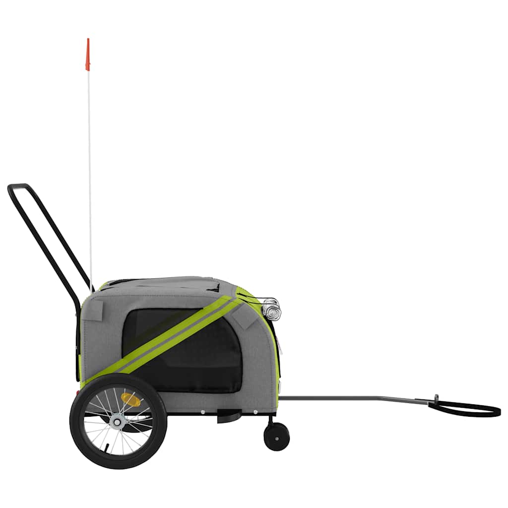 Rimorchio da Bici per Animali Verde e Grigio Oxford e Ferro - homemem39