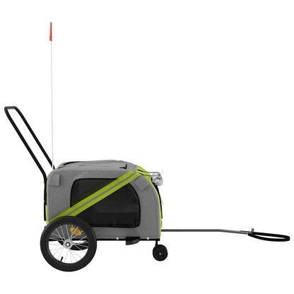 Rimorchio da Bici per Animali Verde e Grigio Oxford e Ferro - homemem39