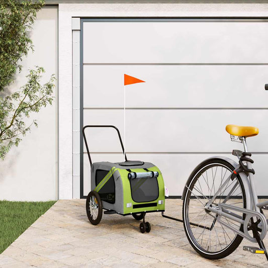 Rimorchio da Bici per Animali Verde e Grigio Oxford e Ferro - homemem39