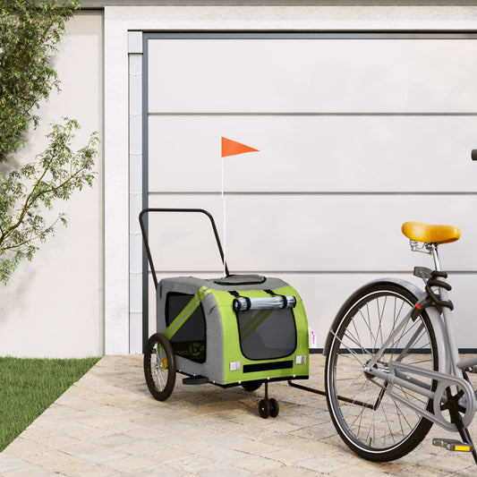 Rimorchio da Bici per Animali Verde e Grigio Oxford e Ferro - homemem39