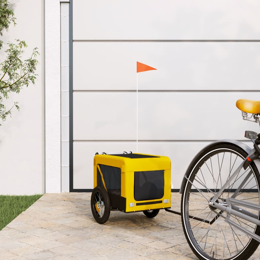 Rimorchio da Bici per Animali Giallo e Nero Oxford e Ferro | homemem39