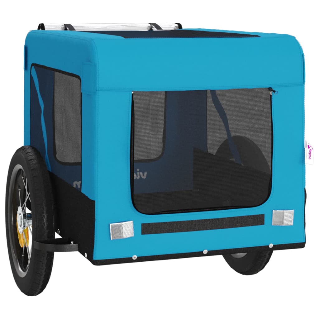 Rimorchio da Bici per Animali Blu e Nero Oxford e Ferro - homemem39