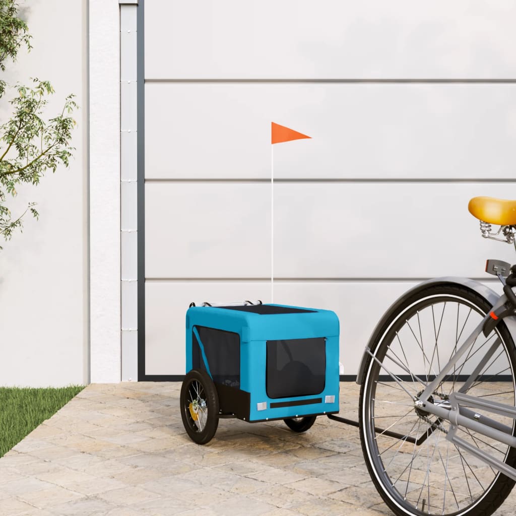 Rimorchio da Bici per Animali Blu e Nero Oxford e Ferro - homemem39