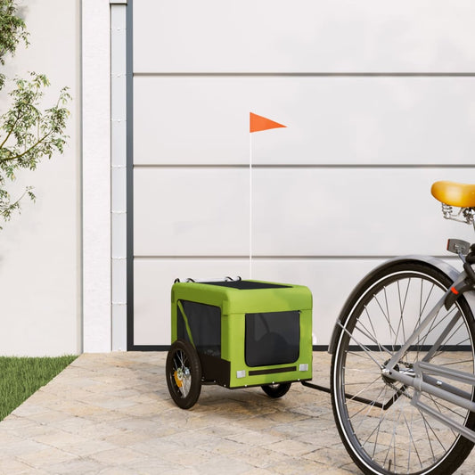 Rimorchio da Bici per Animali Verde e Nero Oxford e Ferro - homemem39