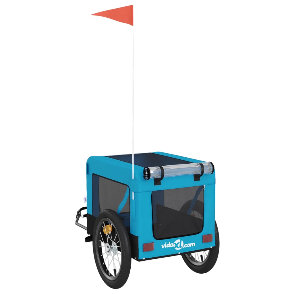 Rimorchio da Bici per Animali Blu e Nero Oxford e Ferro | homemem39