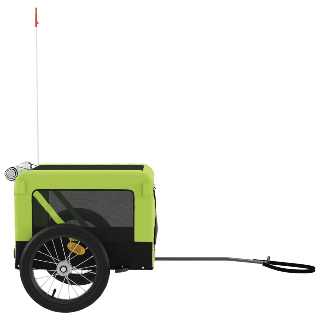 Rimorchio da Bici per Animali Verde e Nero Oxford e Ferro - homemem39