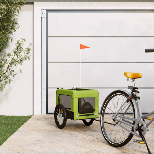 Rimorchio da Bici per Animali Verde e Nero Oxford e Ferro - homemem39