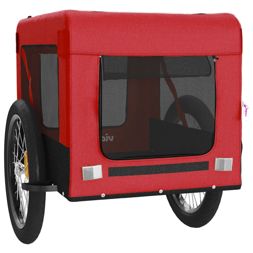 Rimorchio da Bici per Animali Rosso e Nero Oxford e Ferro - homemem39