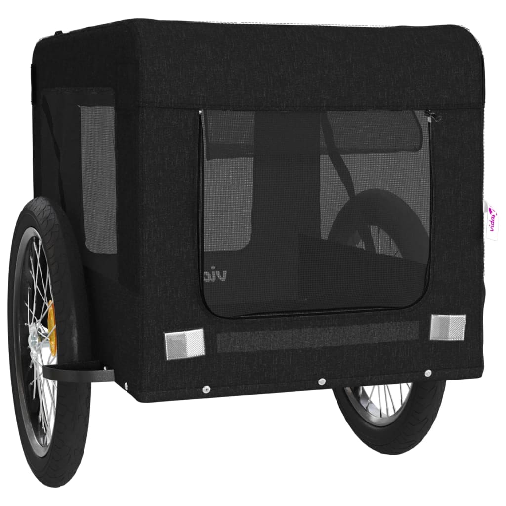 Rimorchio da Bici per Animali Nero Oxford e Ferro - homemem39