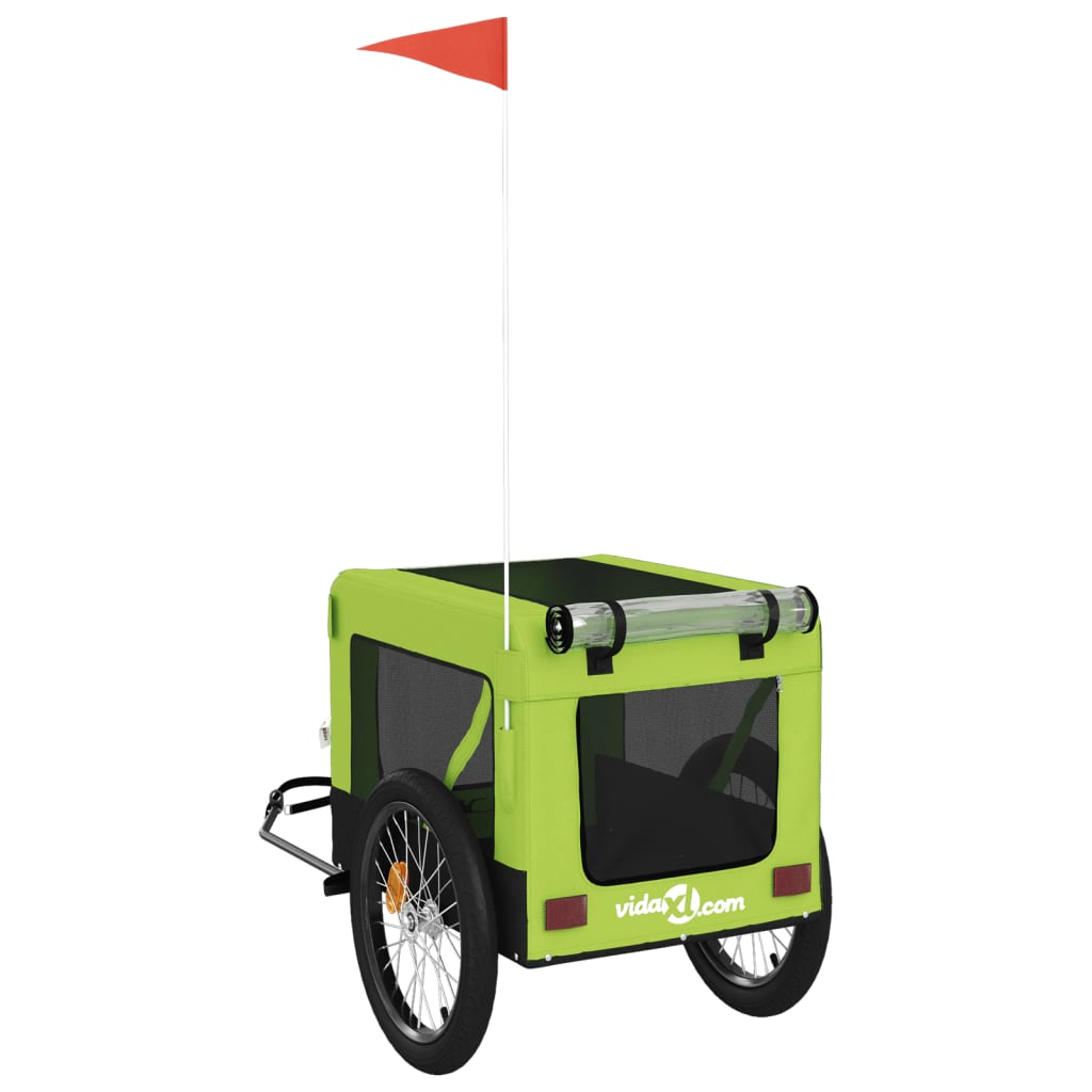 Rimorchio da Bici per Animali Verde e Nero Oxford e Ferro - homemem39