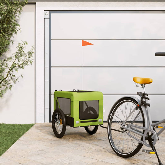 Rimorchio da Bici per Animali Verde e Nero Oxford e Ferro - homemem39
