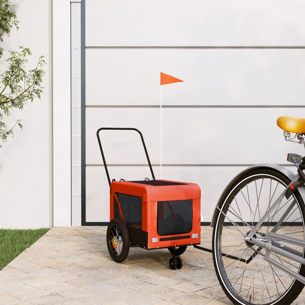Rimorchio da Bici per Animali Arancione e Nero Oxford e Ferro | homemem39