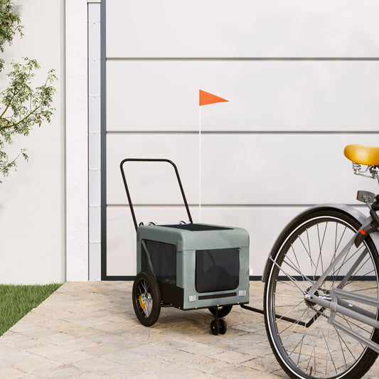 Rimorchio da Bici per Animali Grigio e Nero Oxford e Ferro - homemem39