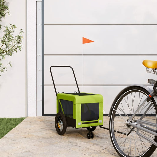 Rimorchio da Bici per Animali Verde e Nero Oxford e Ferro - homemem39