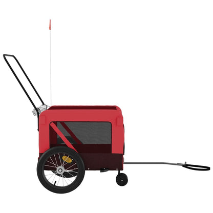 Rimorchio da Bici per Animali Rosso e Nero Oxford e Ferro - homemem39