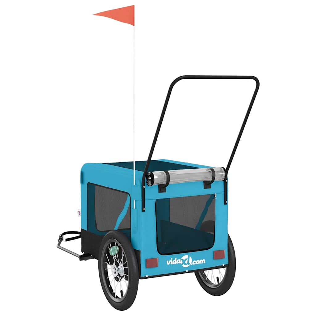 Rimorchio da Bici per Animali Blu e Nero Oxford e Ferro | homemem39
