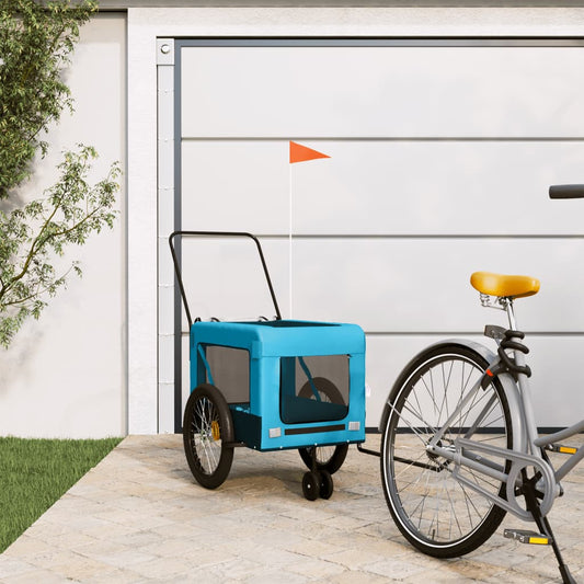 Rimorchio da Bici per Animali Blu e Nero Oxford e Ferro - homemem39