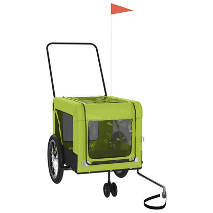 Rimorchio da Bici per Animali Verde e Nero Oxford e Ferro - homemem39