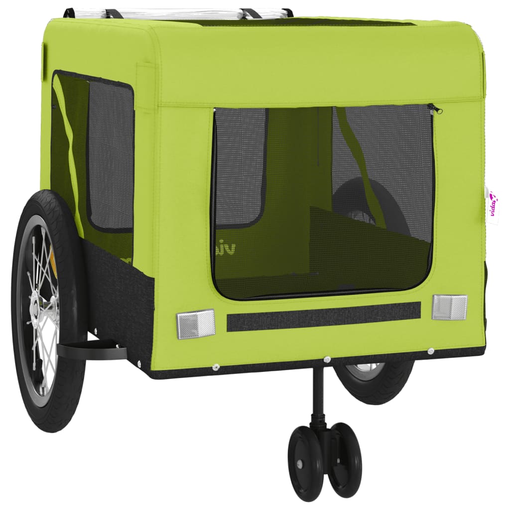 Rimorchio da Bici per Animali Verde e Nero Oxford e Ferro - homemem39