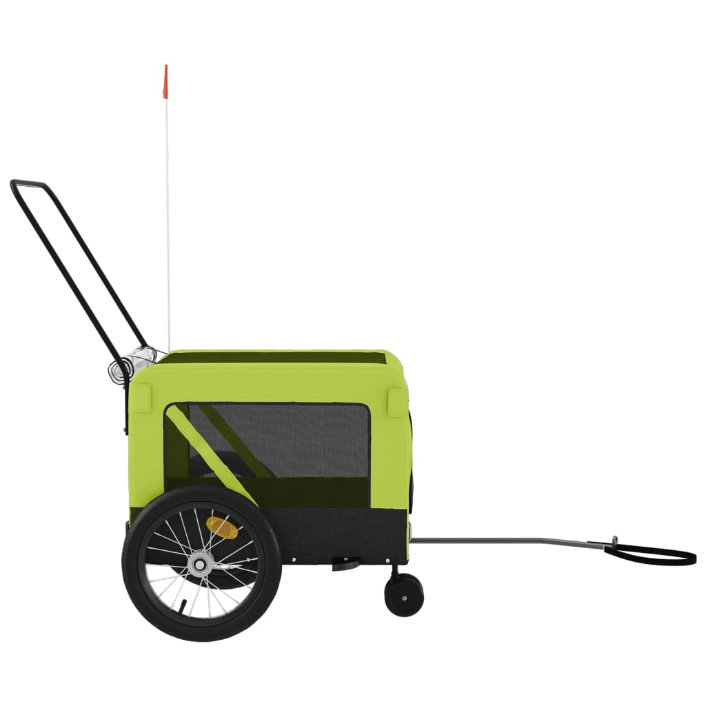 Rimorchio da Bici per Animali Verde e Nero Oxford e Ferro - homemem39