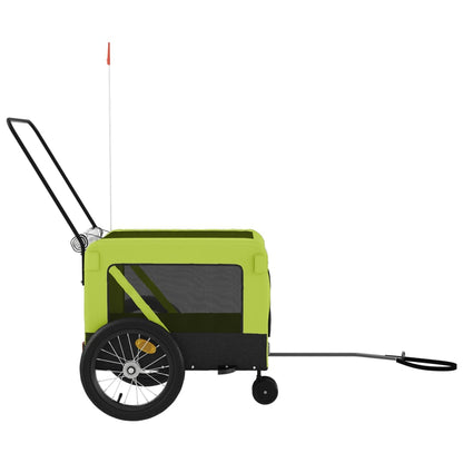 Rimorchio da Bici per Animali Verde e Nero Oxford e Ferro - homemem39