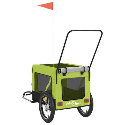 Rimorchio da Bici per Animali Verde e Nero Oxford e Ferro - homemem39