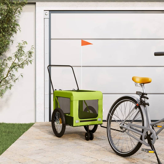 Rimorchio da Bici per Animali Verde e Nero Oxford e Ferro - homemem39