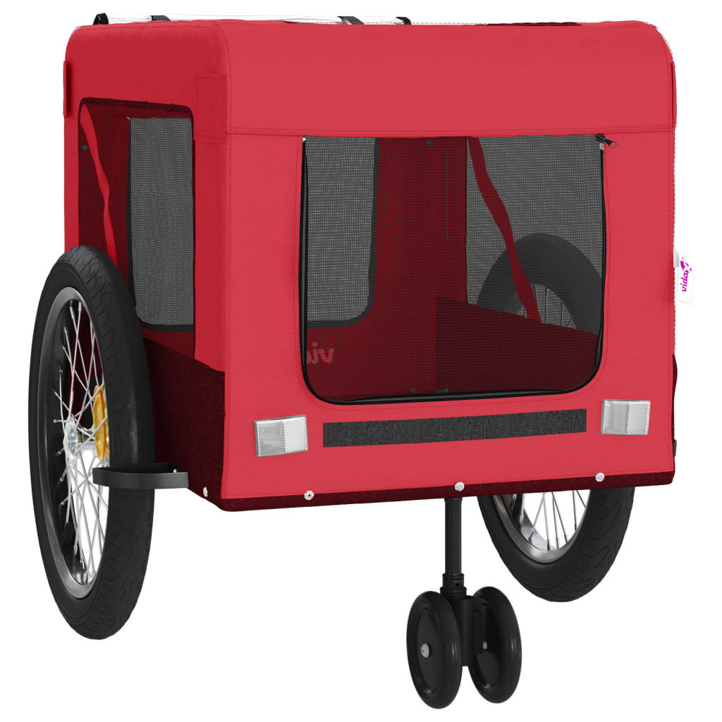 Rimorchio da Bici per Animali Rosso e Nero Oxford e Ferro | homemem39