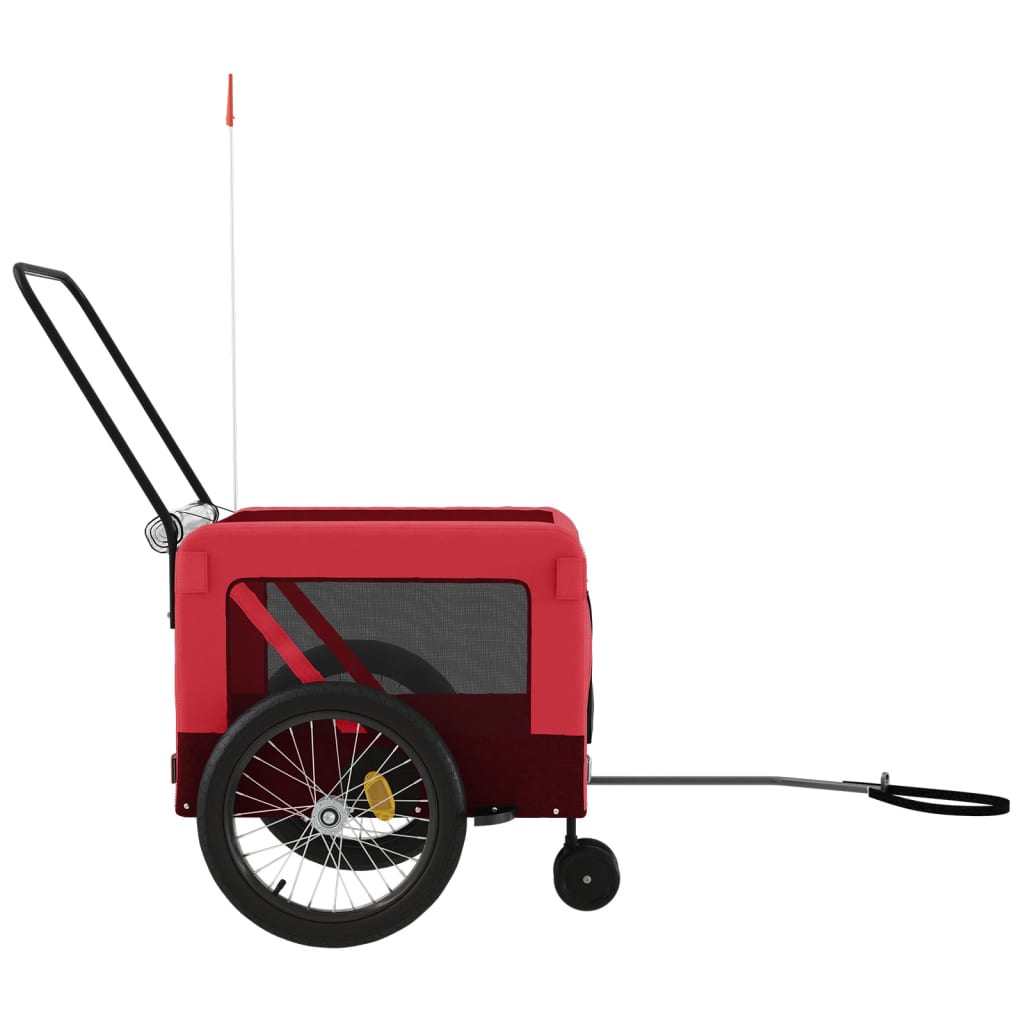 Rimorchio da Bici per Animali Rosso e Nero Oxford e Ferro | homemem39