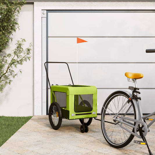 Rimorchio da Bici per Animali Verde e Nero Oxford e Ferro - homemem39