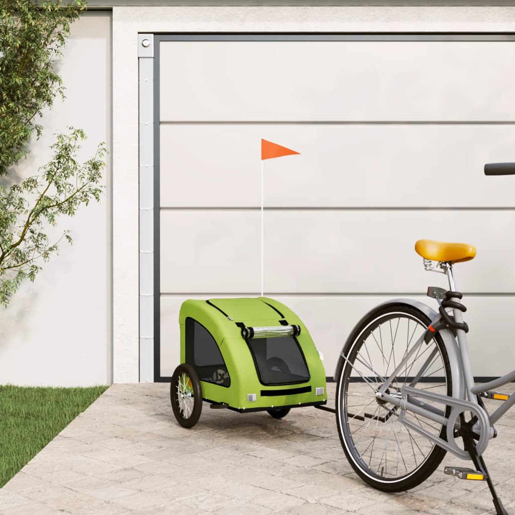 Rimorchio da Bici per Animali Verde Oxford e Ferro - homemem39
