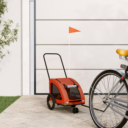 Rimorchio da Bici per Animali Arancione e Grigio Oxford e Ferro - homemem39