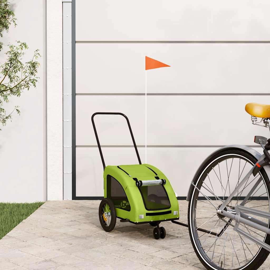 Rimorchio da Bici per Animali Verde Oxford e Ferro - homemem39