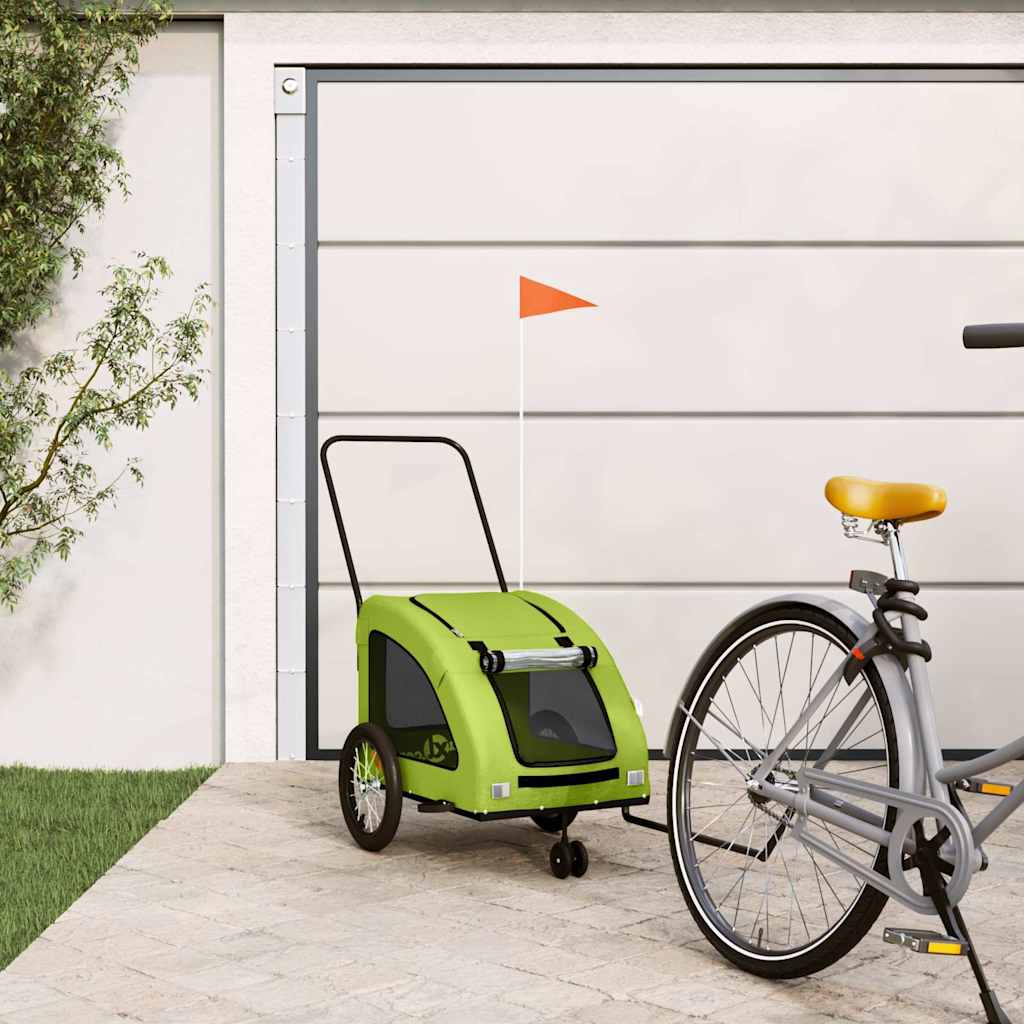 Rimorchio da Bici per Animali Verde Oxford e Ferro | homemem39
