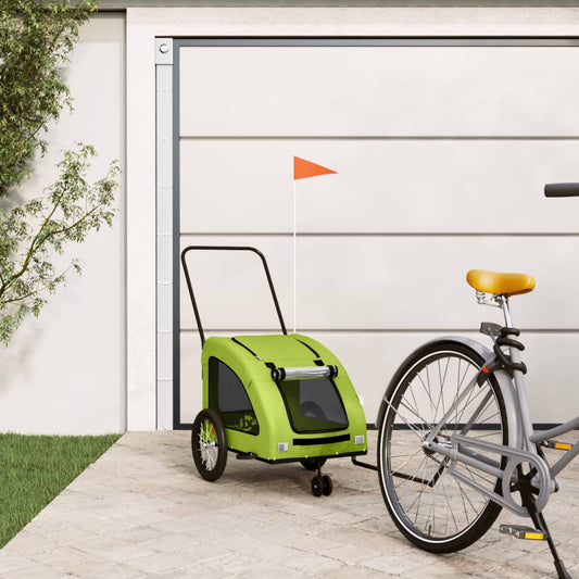Rimorchio da Bici per Animali Verde Oxford e Ferro - homemem39