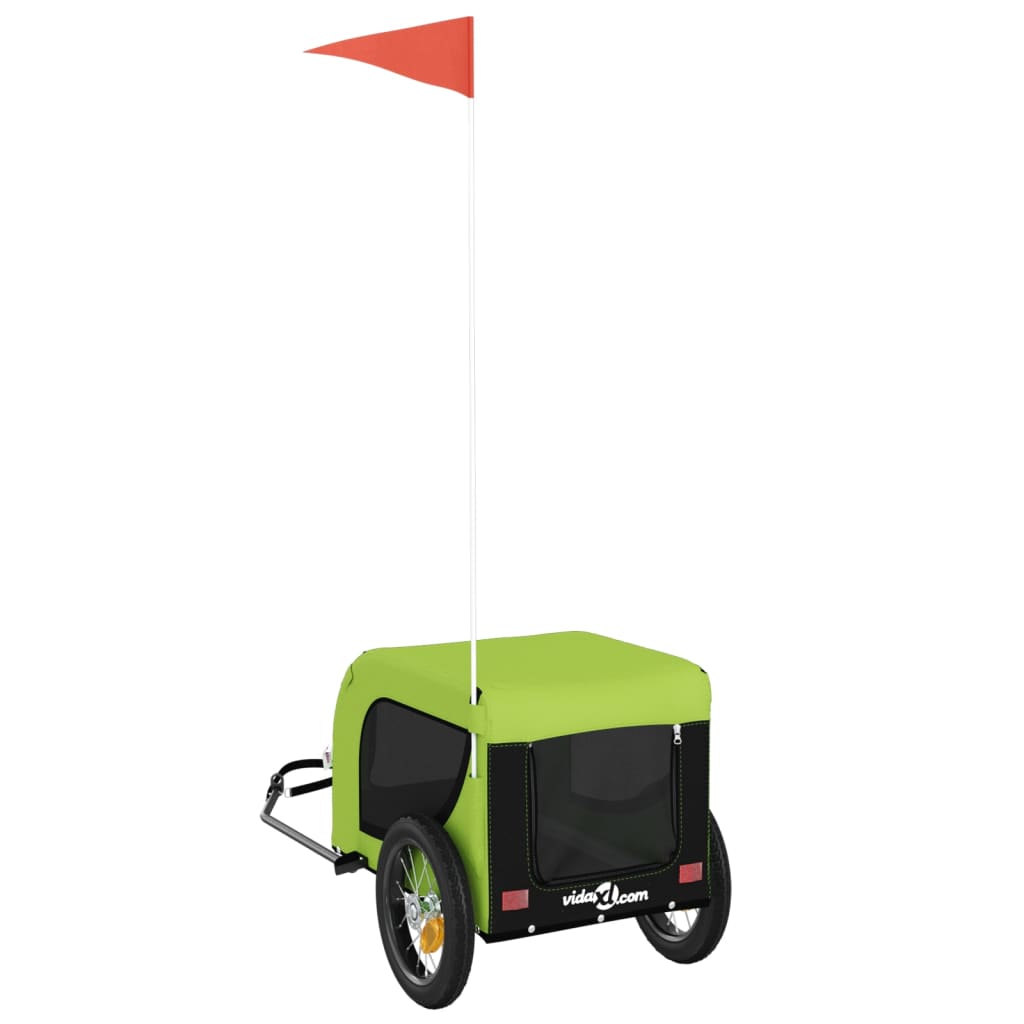 Rimorchio da Bici per Animali Verde e Nero Oxford e Ferro | homemem39