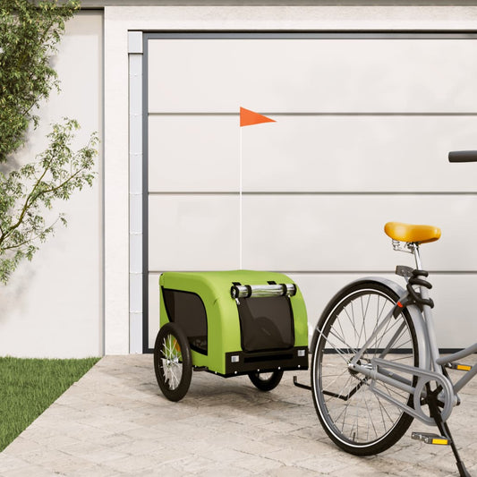 Rimorchio da Bici per Animali Verde e Nero Oxford e Ferro - homemem39