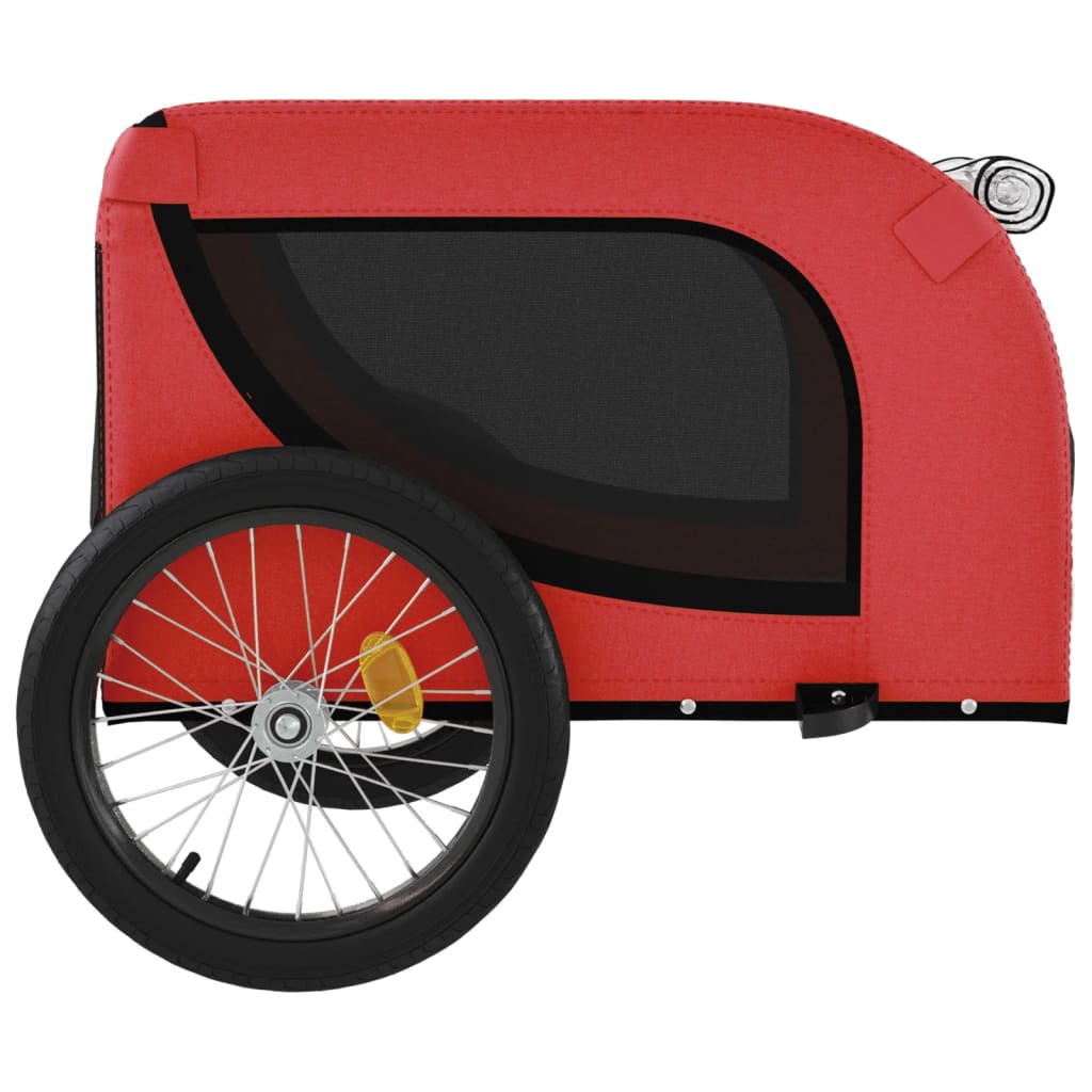 Rimorchio da Bici per Animali Rosso e Nero Oxford e Ferro - homemem39