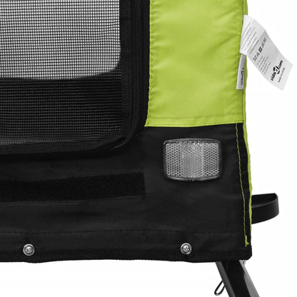 Rimorchio da Bici per Animali Verde e Nero Oxford e Ferro - homemem39