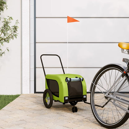 Rimorchio da Bici per Animali Verde e Nero Oxford e Ferro - homemem39