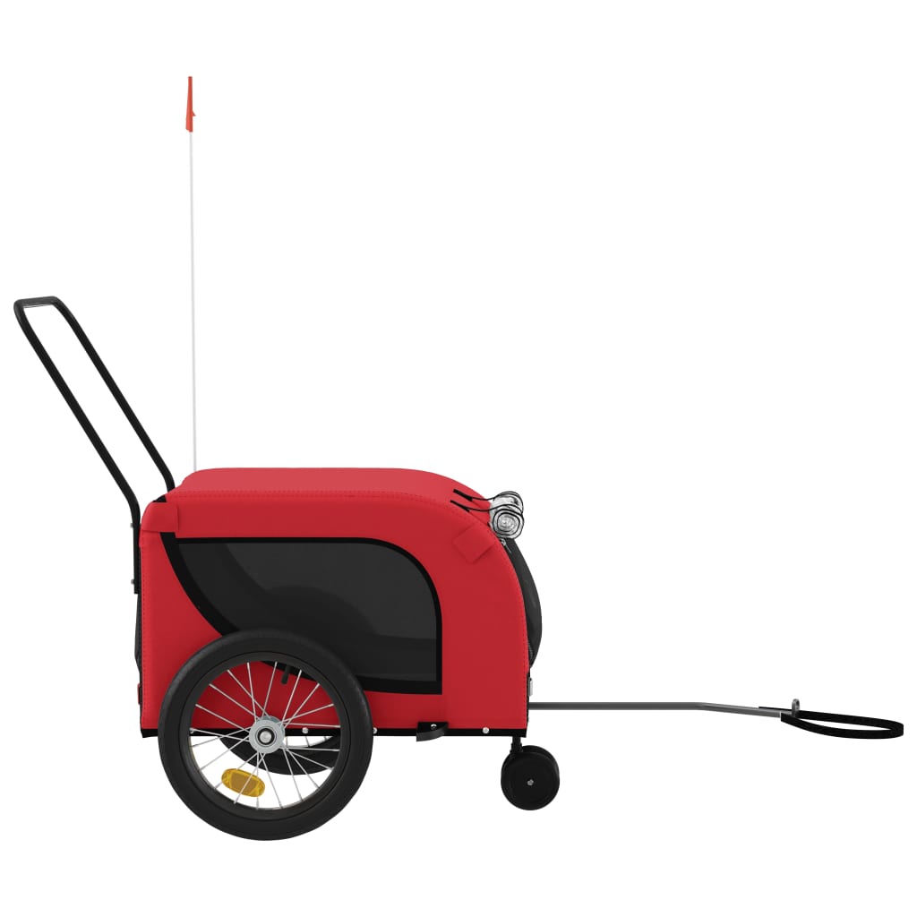 Rimorchio da Bici per Animali Rosso e Nero Oxford e Ferro - homemem39