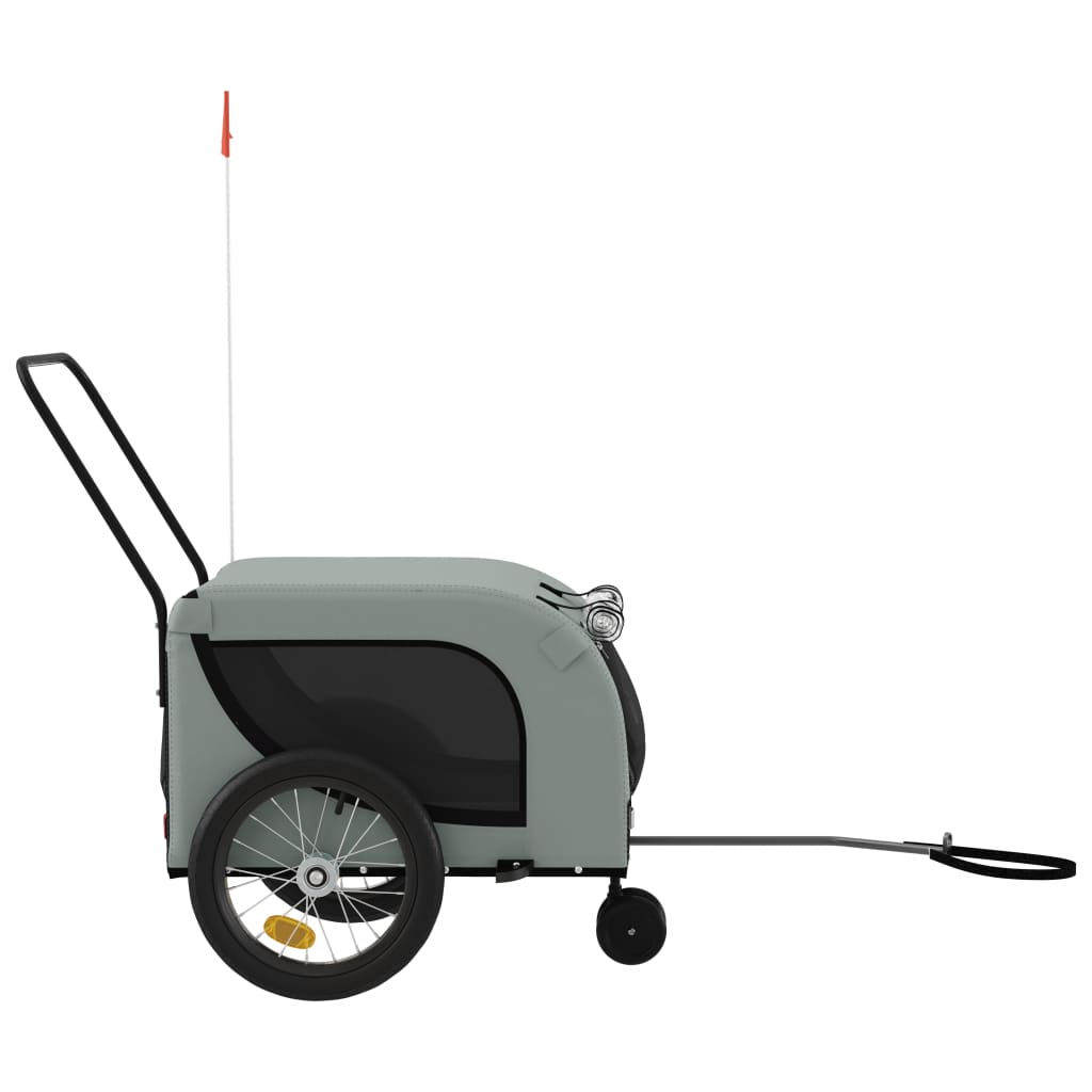 Rimorchio da Bici per Animali Grigio e Nero Oxford e Ferro - homemem39