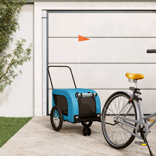 Rimorchio da Bici per Animali Blu e Nero Oxford e Ferro - homemem39