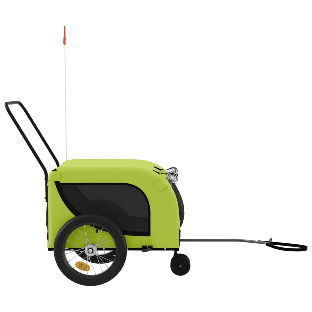 Rimorchio da Bici per Animali Verde e Nero Oxford e Ferro - homemem39