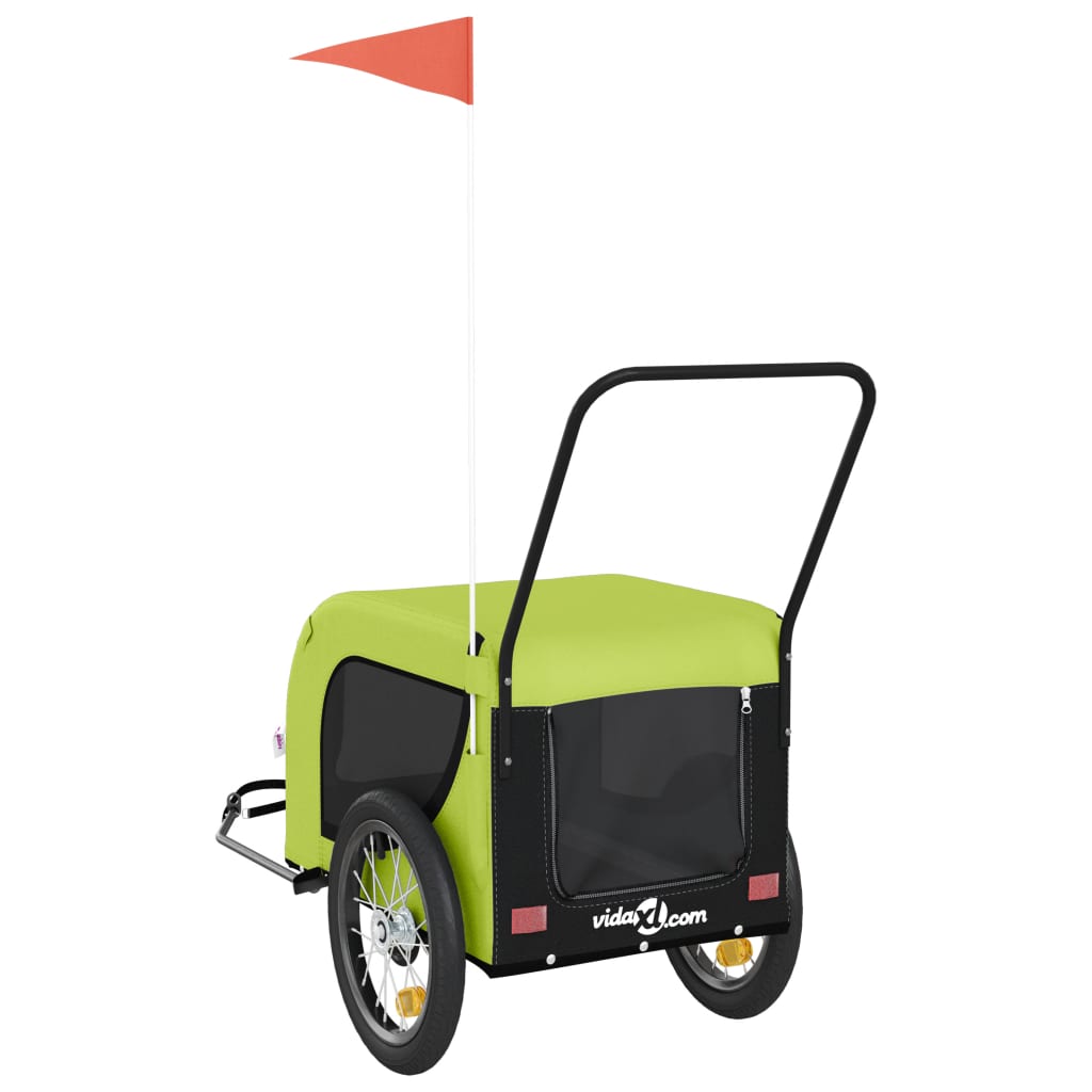 Rimorchio da Bici per Animali Verde e Nero Oxford e Ferro - homemem39