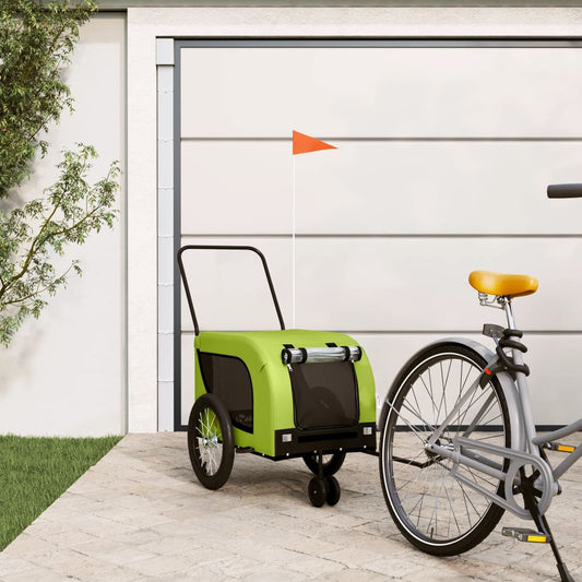 Rimorchio da Bici per Animali Verde e Nero Oxford e Ferro - homemem39